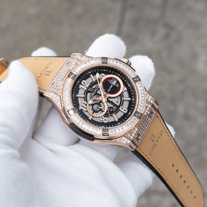 OBLVLO HM-GT - Montre Automatique Homme Miyato Boîtier Or Rose avec Date Lumineuse Montre-bracelet Tendance