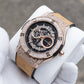 OBLVLO HM-GT - Montre Automatique Homme Miyato Boîtier Or Rose avec Date Lumineuse Montre-bracelet Tendance