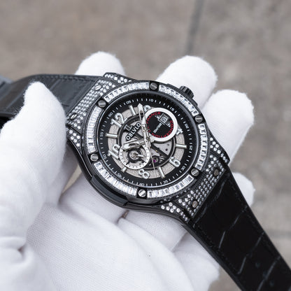OBLVLO HM-GT - Men's Classic All Black Case & Dial with Date Miyato Automatic Movement Waterproof Watch