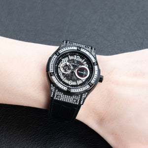 OBLVLO HM-GT – Herrenuhr klassisch ganz in Schwarz Gehäuse & Zifferblatt mit Datumsanzeige Miyato Automatikwerk Wasserdicht