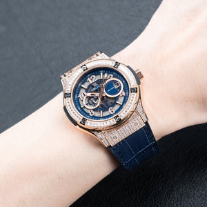 Rose Gold OBLVLO HM-GT Analoge Miyato Automatische Wasserdichte Uhren für Herren mit Kautschukarmband Leuchtendes Zifferblatt
