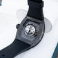 OBLVLO XM-NSK Black Carbon Fiber Watch - Luxury 50M Waterproof Tonneau Automatic Skeleton Watch