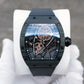 OBLVLO XM-NSK Black Carbon Fiber Watch - Luxury 50M Waterproof Tonneau Automatic Skeleton Watch