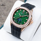 OBLVLO FM-SL-DD-D Green Dial 39mm Crystal Bezel & Rose Gold Sqaure Case Automatic Moonphase Watch