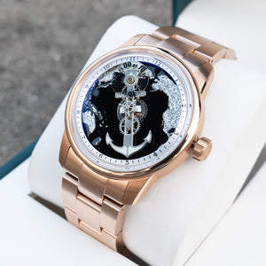 Rose Gold & Black Cold Enamel Dial Automatic Unique Watches For Men - OBLVLO JM-Sailing