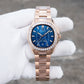 OBLVLO FM-SL-DD-D - Blue 39mm Moonphase Dial & Rose Gold Sqaure Case Automatic Dress Watch for men
