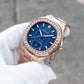 OBLVLO FM-SL-DD-D - Blue 39mm Moonphase Dial & Rose Gold Sqaure Case Automatic Dress Watch for men