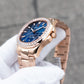 OBLVLO FM-SL-DD-D - Blue 39mm Moonphase Dial & Rose Gold Sqaure Case Automatic Dress Watch for men