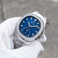 39mm OBLVLO FM-SL-DD-D 39mm Blue Dial Men's Automatic Business Watch with Crystal Diamond Bezel