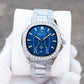 39mm OBLVLO FM-SL-DD-D 39mm Blue Dial Men's Automatic Business Watch with Crystal Diamond Bezel