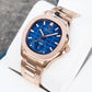 OBLVLO FM-SL-DD-D - Blue 39mm Moonphase Dial & Rose Gold Sqaure Case Automatic Dress Watch for men