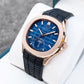 OBLVLO FM-SL-DD-D - Blue 39mm Moonphase Dial & Rose Gold Sqaure Case Automatic Dress Watch for men