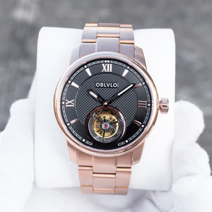 OBLVLO JM-TB: Affordable Luxury Rose Gold Tourbillon Dress Watch for Men