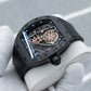 OBLVLO XM-NSK Black Carbon Fiber Watch - Luxury 50M Waterproof Tonneau Automatic Skeleton Watch