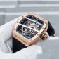 OBLVLO XM-RACING Rose Gold Mens Luxury Automatic Watches for Men - 50M Waterproof Japanese 82S7 Mechanical Movement Watch