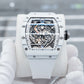OBLVLO XM-RACING Automatic Mechanical Men's Skeleton Watch - Cool White Carbon Fiber Case with Luminous