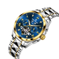 Affordable Luxury Yellow Gold Case & Blue Day Date Dial Automatic Watches - Reef Tiger RGA8235