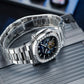 Affordable Luxury REEF TIGER RGA20S7 44mm Blue Dial Sqaure Case Inlay Zirconia & Multifunction 24-Hour Tourbillon Style Automatic Dress Wrist Watch for Men