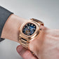 REEF TIGER RGA20S7 44mm Blue Dial Men's Multifunction Automatic Business Watch with Crystal Diamond Bezel