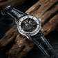 Men's Luxury Black Zirconia Bezel & Dial Multifunction Moon Phase Automatic Watch - Reef Tiger RGA1988