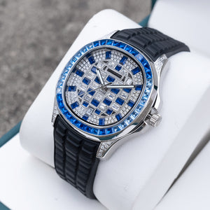 Best Affordable 40mm Luxury Blue Baguette Stone Zircon/Moissanite & Dial Dress Watch - OBLVLO FM-DSL