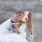 OBLVLO FM-DSL-AD Luxury Mens Mechanical Watch Hand-Set Rainbow Crystal Bezel Automatic Movement Rose Gold Iced Out Steel Wristwatch