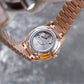 OBLVLO FM-DSL-AD Luxury Mens Mechanical Watch Hand-Set Rainbow Crystal Bezel Automatic Movement Rose Gold Iced Out Steel Wristwatch