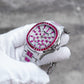 OBLVLO FM-DSL-AD Luxury Mens Automatic Watch Ruby Red Baguette Gemstone Bezel Full Crystal Grid Dial Silver Mechanical Wrist Watch