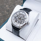 OBLVLO VMH Men's Automatic Watch 3D Relief Horse Skeleton Mechanical Wristwatch Silver Stainless Steel Case Black Leather Strap