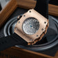 REEF TIGER RGA3009 Rose Gold Men Multifunctional Skeleton Automatic Tonneau Luminous Waterproof Watch