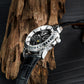 Men's Luxury Black Zirconia Bezel & Dial Multifunction Moon Phase Automatic Watch - Reef Tiger RGA1988