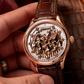OBLVLO VMH Men's Mechanical Automatic Watch 3D Galloping Horse Sculpture Skeleton Dial Rose Gold Case Leather Strap Wristwatch