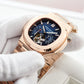 REEF TIGER RGA20S7 44mm Blue Dial Men's Multifunction Automatic Business Watch with Crystal Diamond Bezel