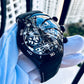 Reef Tiger Aurora Air Bubbles Black PVD Luxury Unique Skeleton Watches for Men