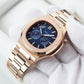 Reef Tiger RGA2019 44mm Mens Sport Multi-Dial Automatic Watch - Blue Dia & Rose Gold Sqaure Case Inlay zirconia