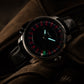 Luxury OBLVLO CSM-CA Men's Casino Watch - Silver Stainless Steel Case with Red Gemstone Center Dial & Black Leather Strap