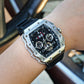 REEF TIGER Aurora RGA3009 Multifunctional Date Luminous Waterproof Flywheel Tonneau Automatic Mechanical Watch for Men