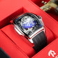 Reef Tiger Aurora Series - Cool Unique Silver China Dragon Skeleton Automatic Watches for Men
