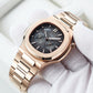 Reef Tiger RGA2019 24-Hour Multi-Dial Automatic Watch - Black 44mm Dial & Rose Gold Sqaure Case Automatic Dress Watch for men