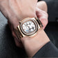 Reef Tiger RGA2019 White Dial 44mm Crystal Bezel & Rose Gold Sqaure Case Automatic Watch - 24 Hours Multi-Dial Dial Business Watch