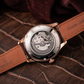OBLVLO VMH Men's Mechanical Automatic Watch 3D Galloping Horse Sculpture Skeleton Dial Rose Gold Case Leather Strap Wristwatch