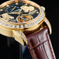 Reef Tiger RGA1935 - Affordable Luxury Yellow Gold/Diamond Mens Moon Phase Automatic Tourbillon Style Dial Dress Watches