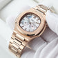 Reef Tiger RGA2019 White Dial 44mm Crystal Bezel & Rose Gold Sqaure Case Automatic Watch - 24 Hours Multi-Dial Dial Business Watch