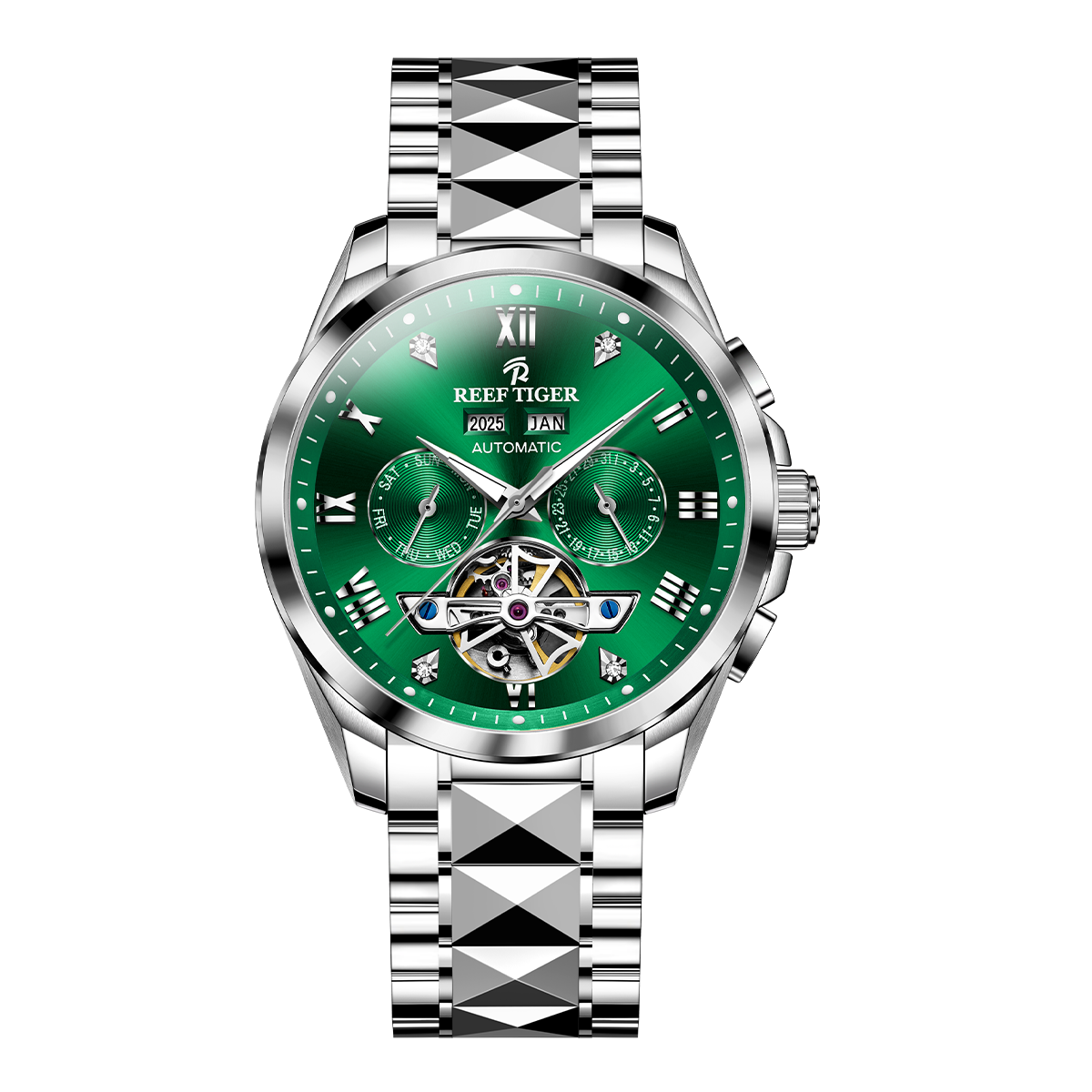 Best Affordable Green Day Date Dial Automatic Watches - Reef Tiger RGA8235