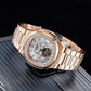 Luxury Men's 44mm Square Crystal Bezel Multifunction 24-Hour Tourbillon Style Watch | REEF TIGER RGA20S7 Business Wrist Watches