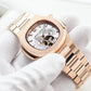 Luxury Men's 44mm Square Crystal Bezel Multifunction 24-Hour Tourbillon Style Watch | REEF TIGER RGA20S7 Business Wrist Watches