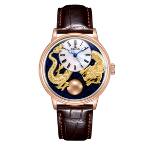 Best Affordable Rose Gold OBLVLO SCM-GD Dragon Starry Sky Dial Mechanical Moon Phase Automatic Watches For Men
