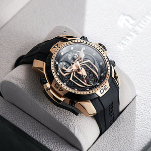 Luxury Men's Sport Automatic Rose Gold Watch from Reef Tiger Aurora Spider