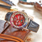 Rose Gold/Burgundy Red Dial Moonphase of Men 42mm Automatic Mechanical Watch - Rainbow Zirconia Bezel - Reef Tiger RGA1988