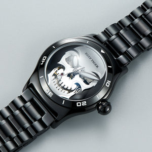 Luxury Reef Tiger Aurora Skull Black PVD Automatic Mens Watch